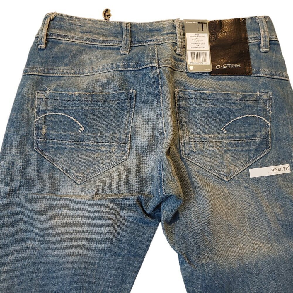 Retro Vintage G-Star Raw Refender Aged Destroyed Skinny Jeans Pants Sz 25 NWT - Picture 9 of 13
